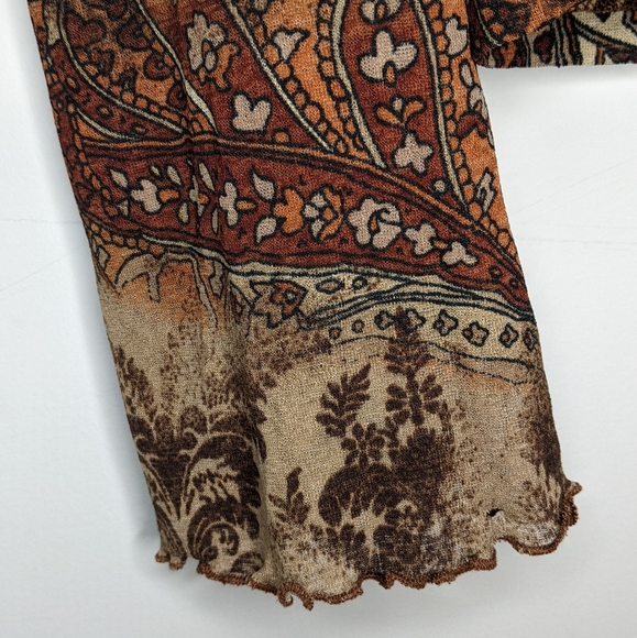 90s Style Brown and Tan Paisley Blouse - Picture 5 of 5